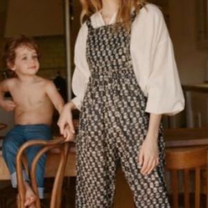 Shopdoen Black and White Floral Overalls